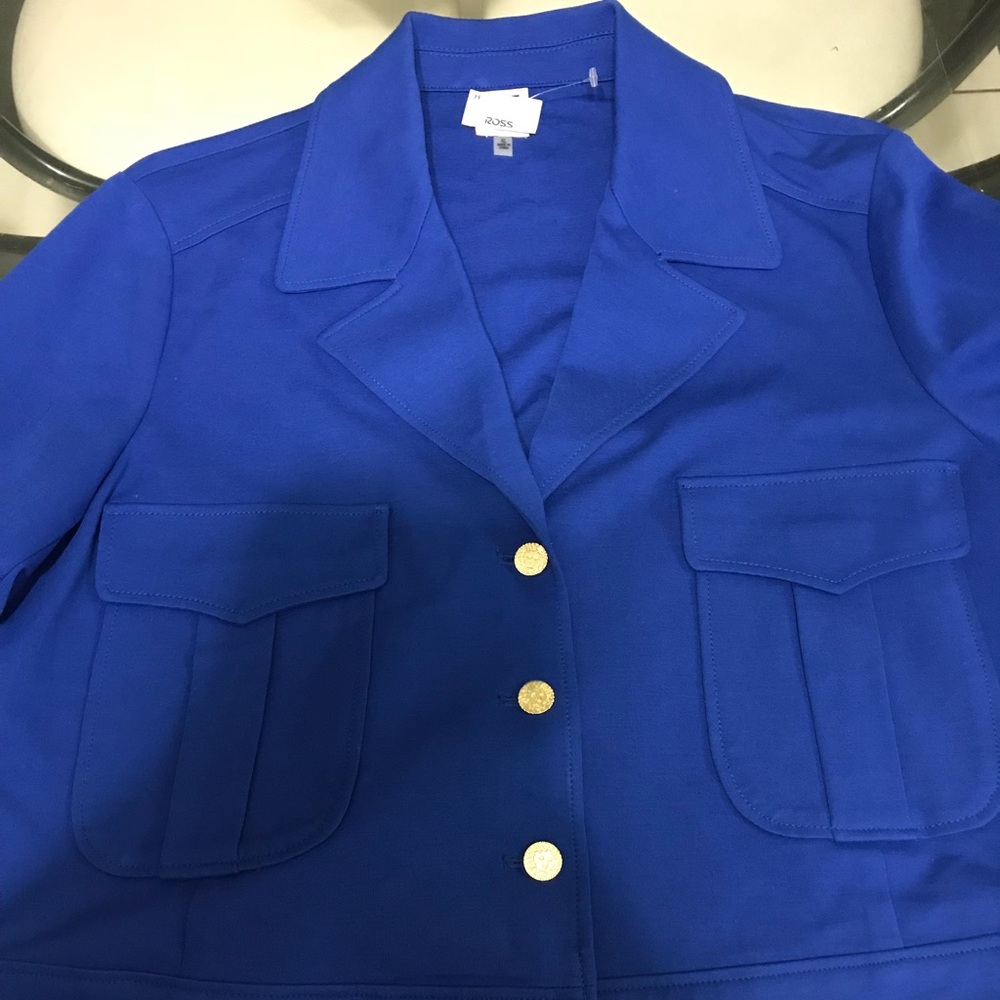 Boss Womens Royal Blue Button-Front Jacket